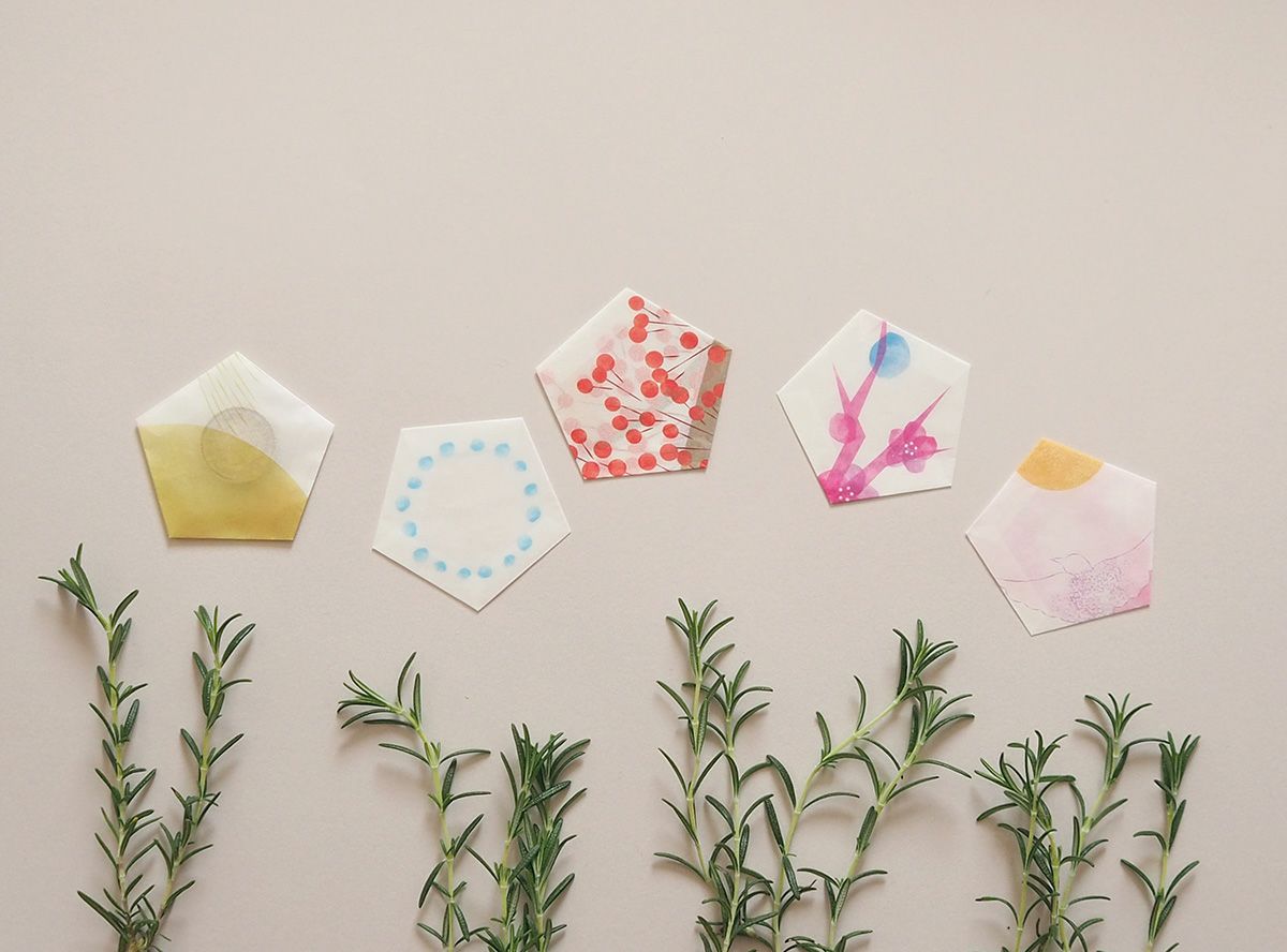 グラシンペーパーぽち袋 里山【五角形】