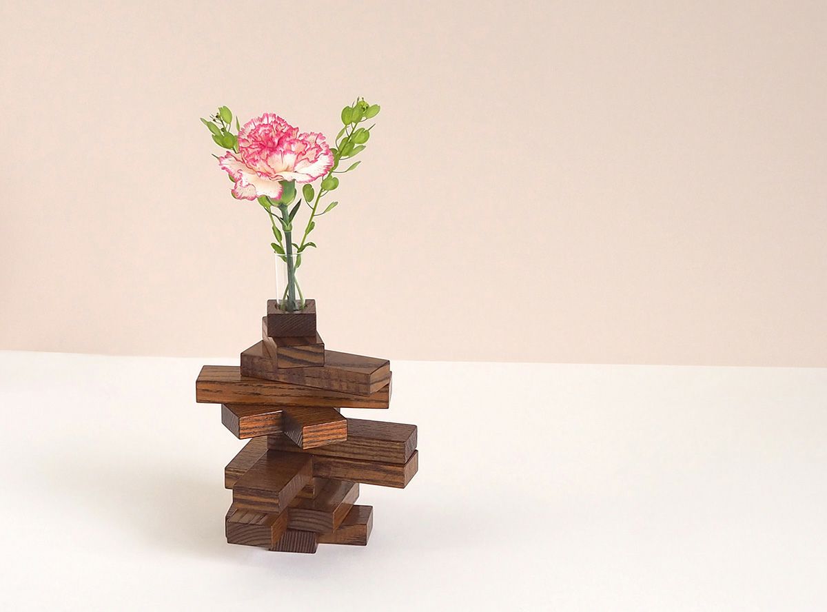 【母の日ギフト】箱入り組み立て花器　yadori花―漆―（風呂敷付き）